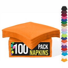 Orange Beverage Napkins | 4.75 in. x 4.75 in. | 100 Count