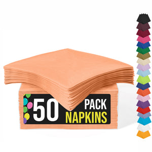 Peach Beverage Napkins | 4.75 in. x 4.75 in. | 50 Count
