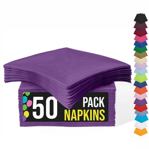 Purple Beverage Napkins | 4.75 in. x 4.75 in. | 50 Count