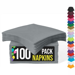 Silver Beverage Napkins | 4.75 in. x 4.75 in. | 100 Count
