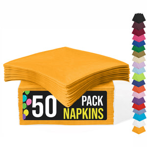 Yellow Beverage Napkins | 4.75 in. x 4.75 in. | 50 Count