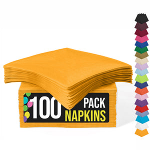 Yellow Beverage Napkins | 4.75 in. x 4.75 in. | 100 Count