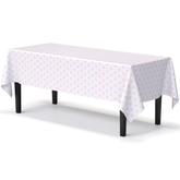 Pink Polka Dot Plastic Table Cover | Case of 48 - 54 In. x 108 In.