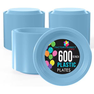 10 in. Light Blue Plastic Plates | Case of 600