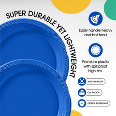 7 In. Dark Blue Plastic Plates | 50 Count