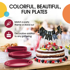 10 in. Burgundy Plastic Plates | 20 Ct.
