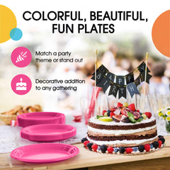 9 In. Cerise Plastic Plates | 8 Count