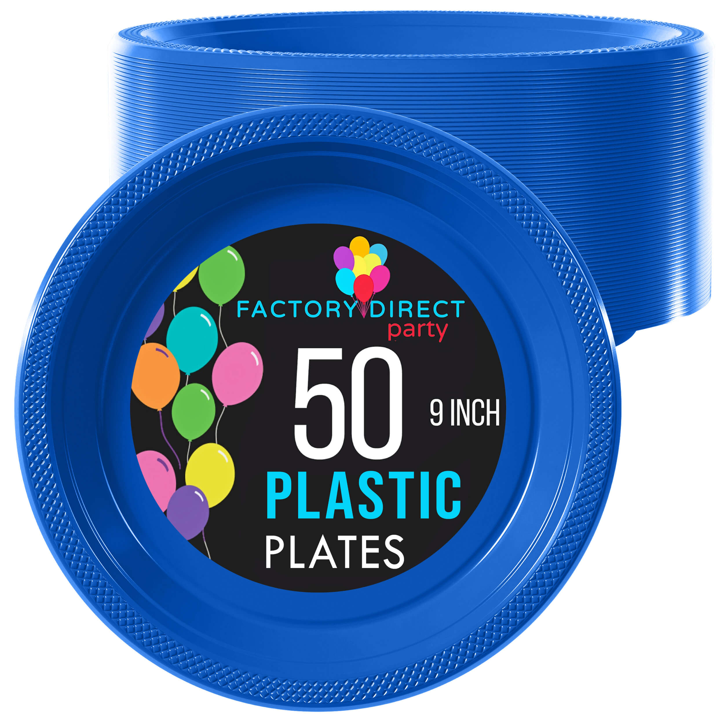 9 In. Dark Blue Plastic Plates | 50 Count
