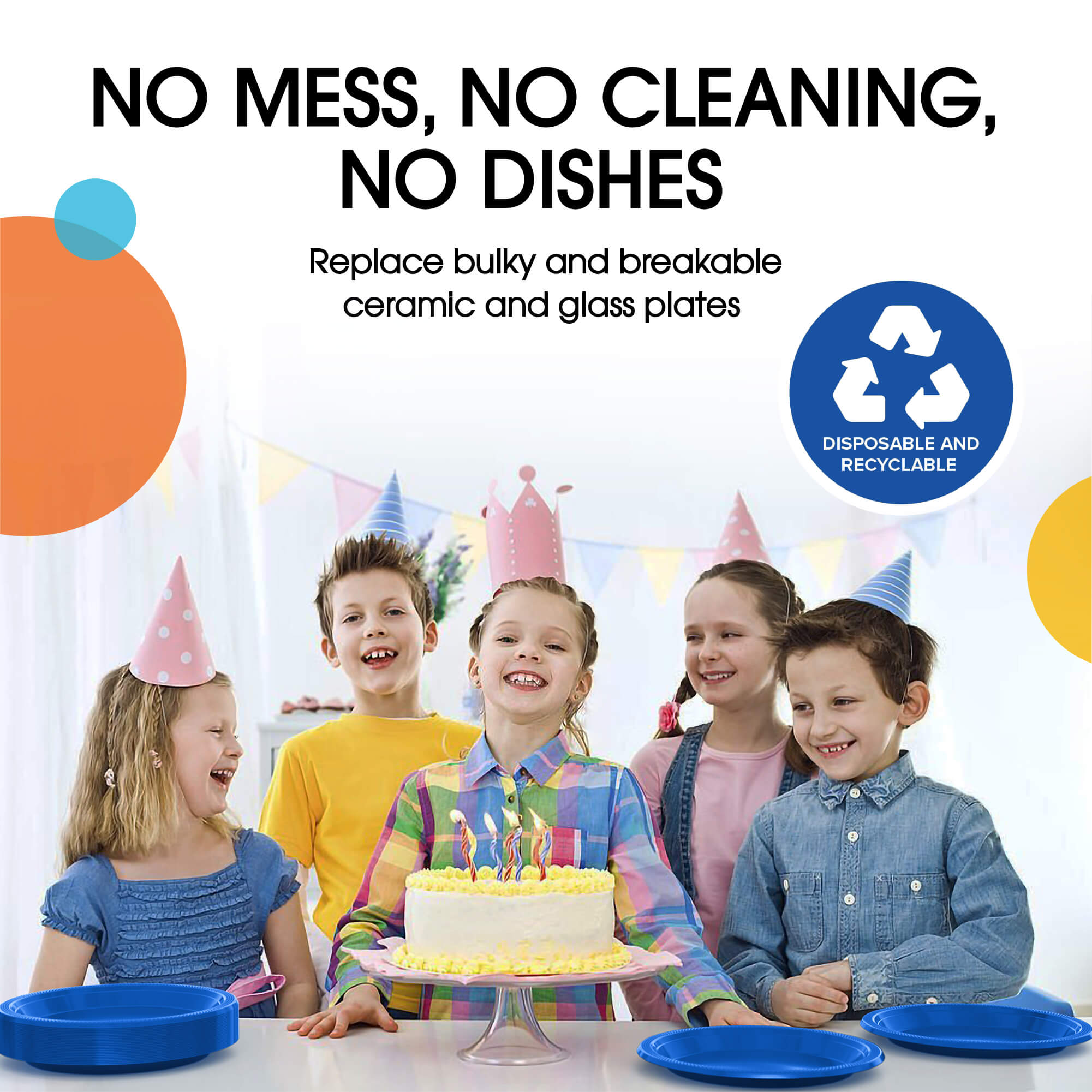 9 In. Dark Blue Plastic Plates | 50 Count