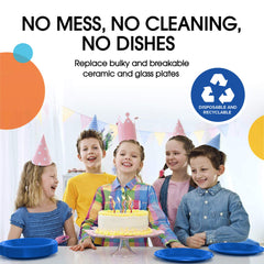 7 In. Dark Blue Plastic Plates | 50 Count