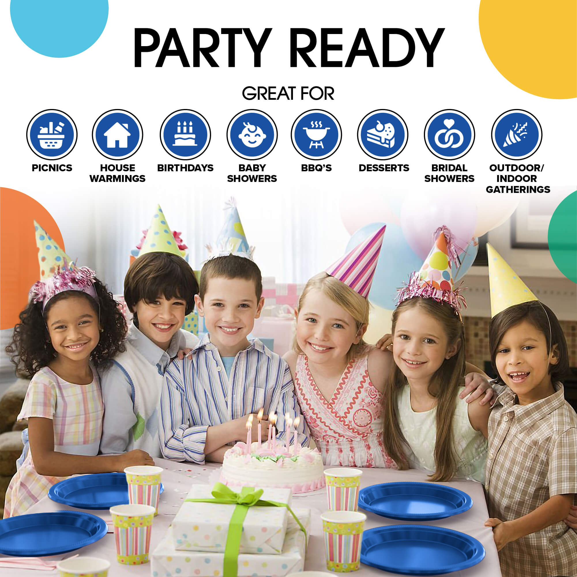 7 In. Dark Blue Plastic Plates | 50 Count