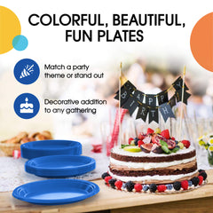 9 In. Dark Blue Plastic Plates | 50 Count