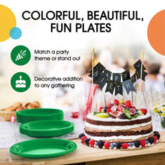 9 in. Dark Green Plastic Plates | 8 Count
