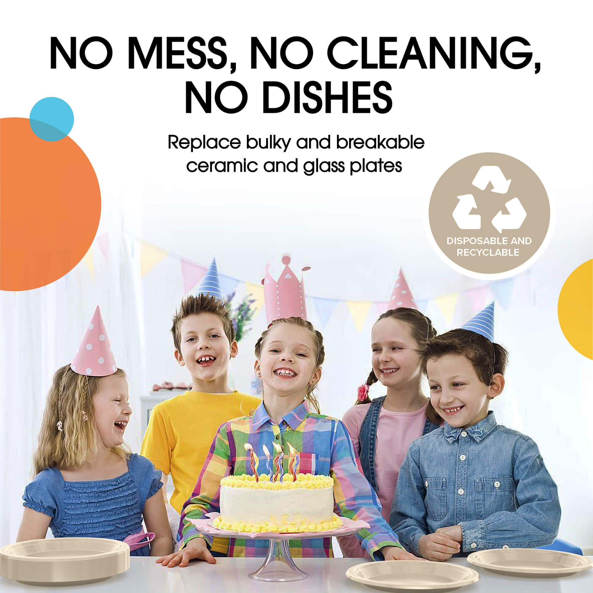 9 In. Ivory Plastic Plates | 8 Count