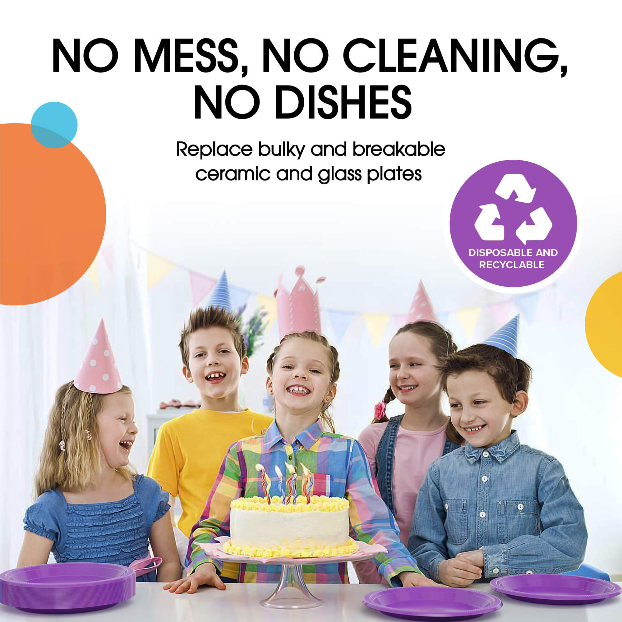 9 In. Purple Plastic Plates | 8 Count