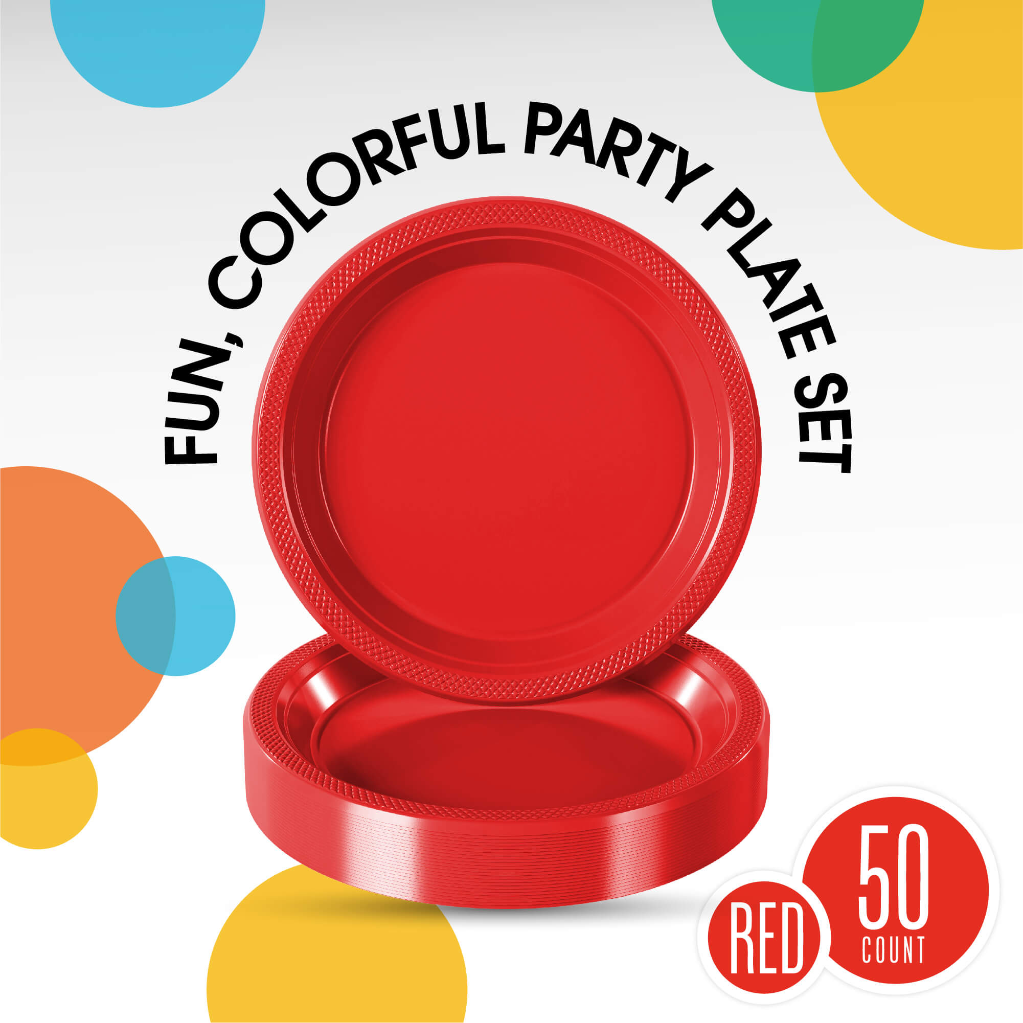 9 In. Red Plastic Plates | 50 Count