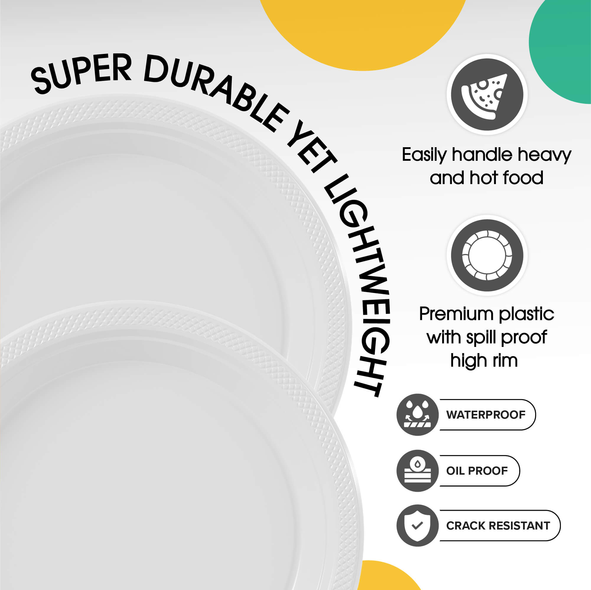 10 In. White Plastic Plates | 50 Count