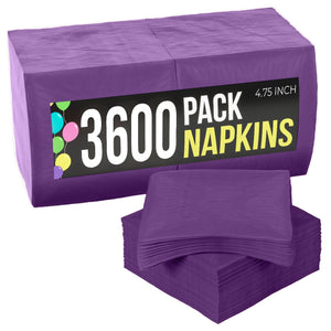 Purple Beverage Napkins | 4.75 in. x 4.75 in. | Case of 3600