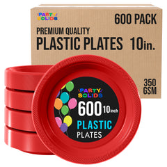 10 in. Red Plastic Plates | Case of 600