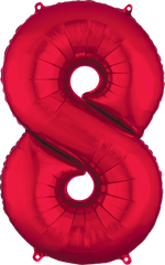 Red Number "8" SuperShape Foil Balloon | 34"