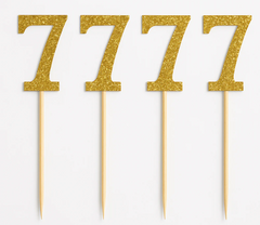 Glitter Gold Number 7 Picks - 4 Pack