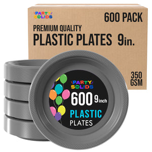 9 in. Silver Plastic Plates | Case of 600