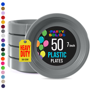 7 in. Silver Plastic Plates | 50 Count
