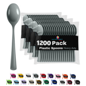 Heavy Duty Silver Plastic Spoons - 7 in. | Case of 1200