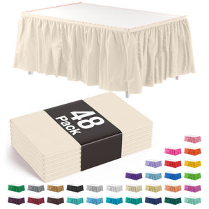 Ivory Plastic Table Skirt - 168 in. x 29 in. | Case of 48