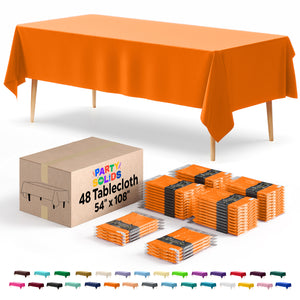 Orange Plastic Table Cover | Case of 48 | 54 in. x 108 in.