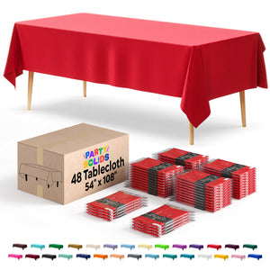 Red Plastic Table Cover | Case of 48 | 54 in. x 108 in.