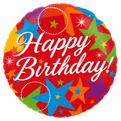 Vibrant Starburst Happy Birthday Foil Balloon