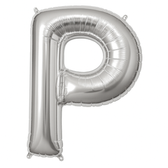 Silver Foil Letter "P" Balloon - Metallic Party Decor