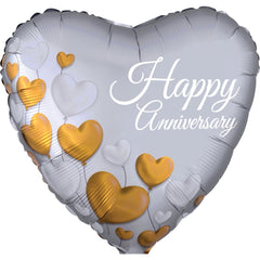 Heart-Shaped Happy Anniversary Mylar Balloon - 18 Inch