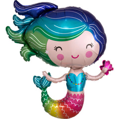 Colorful Mermaid Foil Balloon - Super Shapes Collection