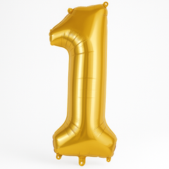 50-Inch Gold Number 1 Foil Balloon - Helium & Ribbon Included