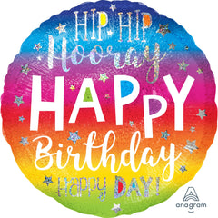 Hip Hip Hooray Happy Birthday Mylar Balloon