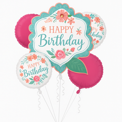 Free Spirit Happy Birthday Foil Balloon Bouquet - 5 Piece Set