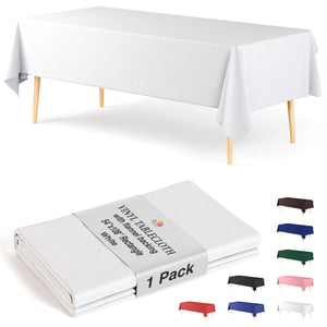 White Flannel Backed Plastic Table Cover | 54 in. x 108 in.