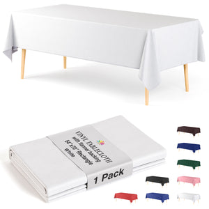 White Flannel Backed Plastic Table Cover 54 in. x 70 in.