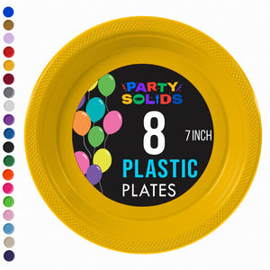 7 in. Yellow Plastic Plates | 8 Count