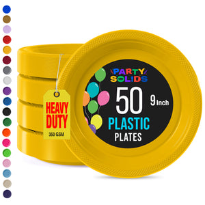 9 in. Yellow Plastic Plates | 50 Count