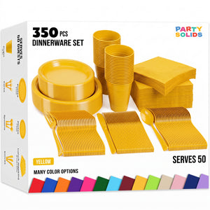 350 Pcs Yellow Disposable Tableware Set