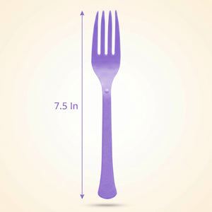 Lavender Plastic Forks - Solid Color Tableware - 7.5 in.
