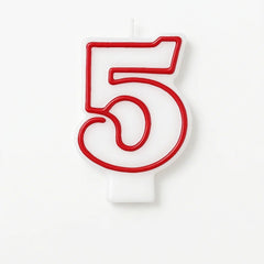 Red & White Number 5 Birthday Candle | 3.25 In.