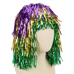 Vibrant Mardi Gras Tinsel Wig