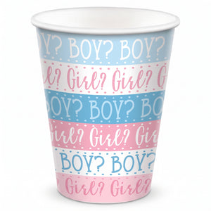 Gender Reveal Paper Cups - 9oz, Pink and Blue
