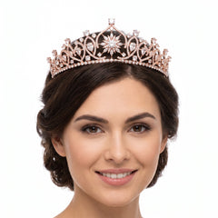 Elegant Rose Gold Gemstone Tiara for Weddings