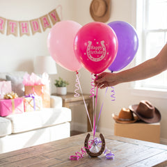 Saddle Up Western Theme Latex Balloons, Pink/Purple, 12-Inch, 6-Pack