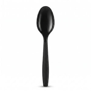 Jet Black Plastic Spoon - 7.5 in.